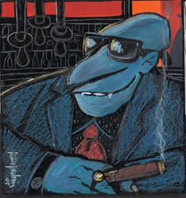 Pintura original Vampiros. Terrori con Habano